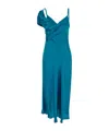 Alberta Ferretti Blue Dress With Dropped Sleeve And Draped Detail In Blue