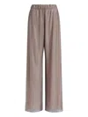 Alberta Ferretti Wide Leg Crystals Net Trousers Clothing In Pink