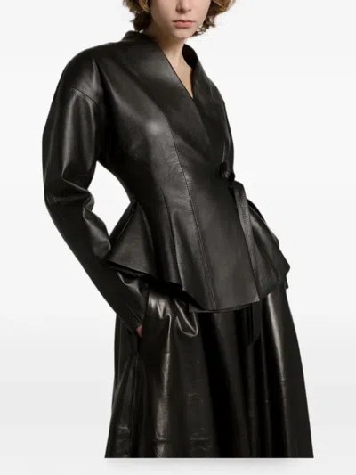 Alberta Ferretti Elasticated-waistband Panelled Midi Skirt In Black