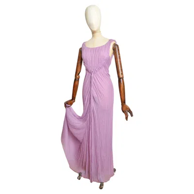Pre-owned Alberta Ferretti Elegant 2004  Lilac Crepe Silk Full Length Evening Gown - Dress In Purple