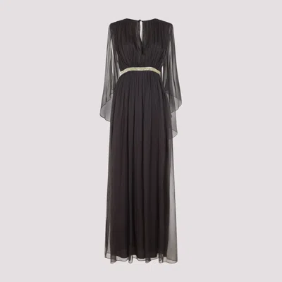 Alberta Ferretti Elegant Chiffon Long Dress For Women In Black