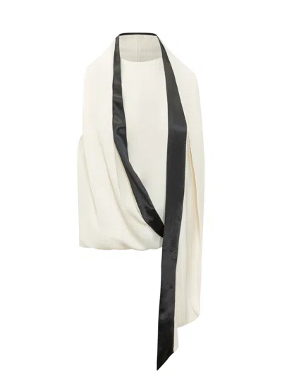 Alberta Ferretti Elegant Draped Top With Waistband In White