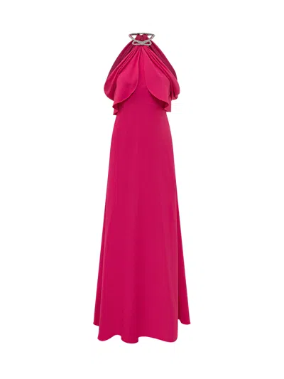 Alberta Ferretti Elegant Halter Neck Mini Dress With Draped Details In Pink