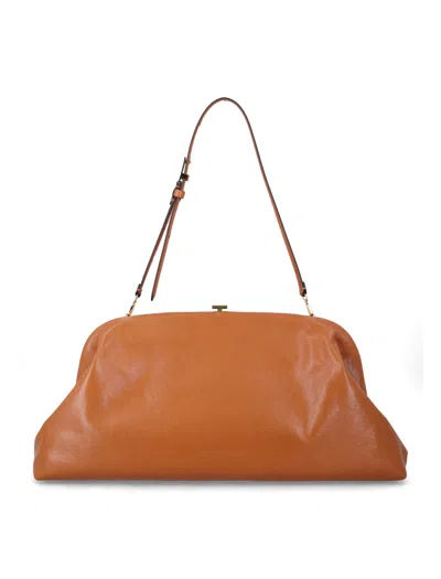 Alberta Ferretti Elegant Leather Shoulder Handbag - 20 Cm Height In Brown