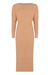 Alberta Ferretti Elegant Long Dress In Soft Fabric In Brown