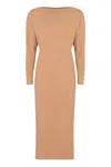 Alberta Ferretti Elegant Long Dress In Soft Fabric In Orange