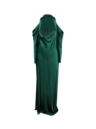 Alberta Ferretti Elegant Long Sleeve Mini Dress With Lace Details In Green