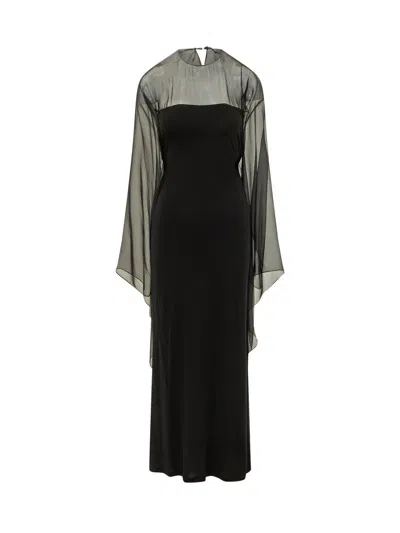 Alberta Ferretti Elegant Long Suit With Unique Inserts In Black