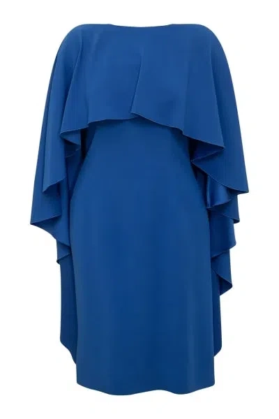 Alberta Ferretti Elegant Mini Dress With Statement Neckline In Blue