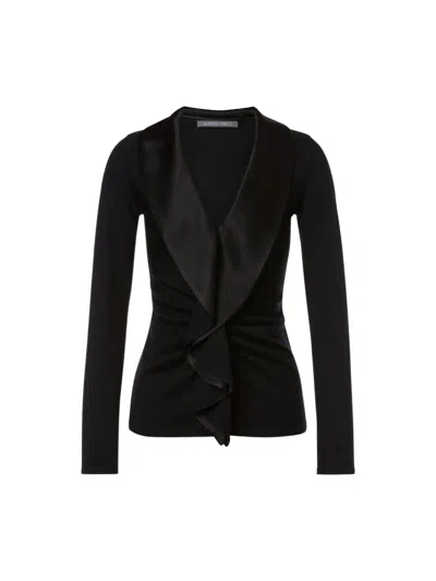 Alberta Ferretti Elegant Ruffled Waist Sweater For Women In Black