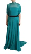 Alberta Ferretti Elegant Silk A-line Long Dress In Women's Blue In Blue