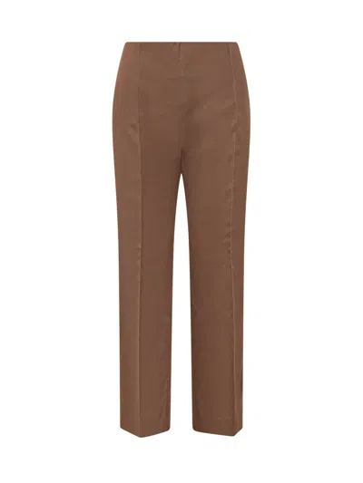 Alberta Ferretti Elegant Straight-leg Trousers With Front Stitching In Brown