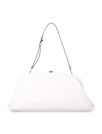 Alberta Ferretti Elegant Structured Leather Shoulder Handbag - 20 Cm Height In White