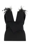 Alberta Ferretti Alberta Ferreti Elegant Top With Feathers In Black