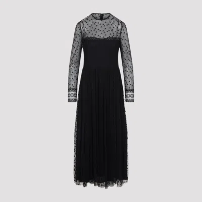 Alberta Ferretti Elegant Tulle Midi Dress For Women In Black