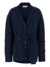 Alberta Ferretti Oversized Embellished Cardigan In Blue