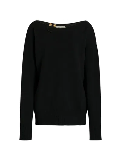 Alberta Ferretti Embellished Boat-neck Sweater In Black
