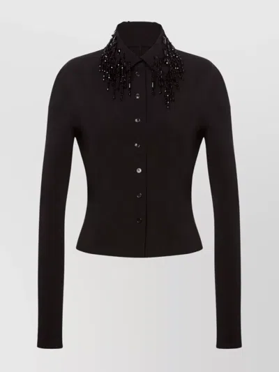 ALBERTA FERRETTI EMBELLISHED COLLAR FITTED SILHOUETTE LONG SLEEVES