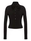 Alberta Ferretti Embellished Collar Fitted Silhouette Long Sleeves In Black