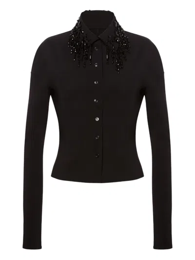 Alberta Ferretti Embellished-collar Shirt In Black