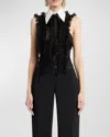 Alberta Ferretti Embellished Collared Backless Top In Black