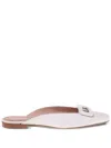 Alberta Ferretti Embellished Flat Mules In White