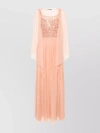 ALBERTA FERRETTI EMBELLISHED KNEE LENGTH DRESS WITH RUCHED DETAILING