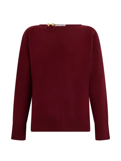 Alberta Ferretti Embellished Long-sleeve Top In Red