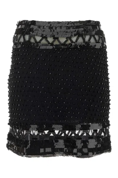 Alberta Ferretti Alberta Ferreti Embellished Mesh Mini Skirt In Black