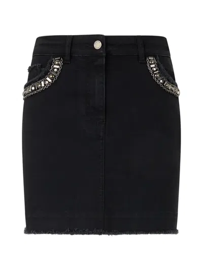 Alberta Ferretti Embellished Mini Skirt In Black