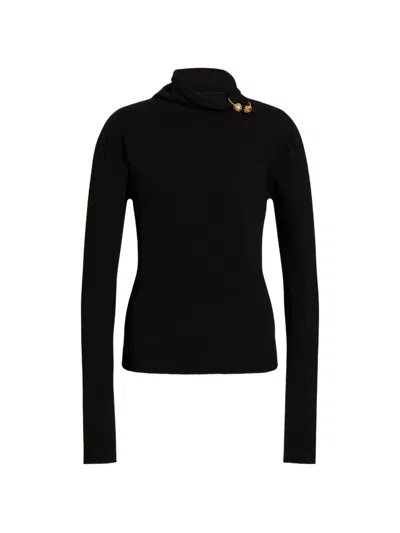 Alberta Ferretti Embellished Roll-neck Sweater In Black