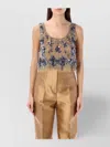 Alberta Ferretti Bead-embellished Top In Neutrals