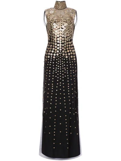 Alberta Ferretti Embellished Sleeveless Dress In Black