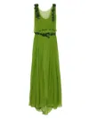 Alberta Ferretti Embellished-waist Silk Maxi Evening Gown In Green