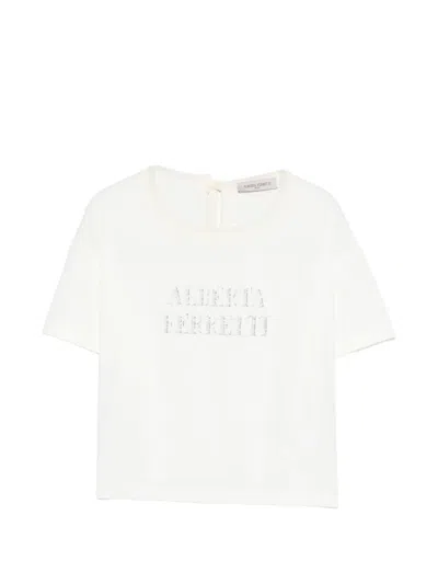 Alberta Ferretti Kids' Embellishment Tie T-shirt In White
