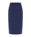Alberta Ferretti Slit Back High-waisted Knee-length Skirt In Blue