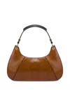 Alberta Ferretti Embossed Crocodile Shoulder Bag In Braun