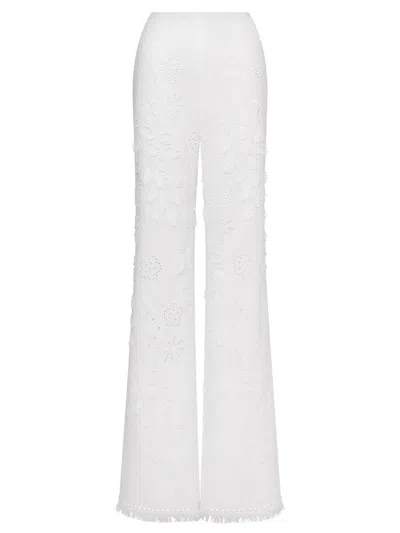 ALBERTA FERRETTI ALBERTA FERRETTI EMBROIDERED AND CUT-OUT DESIGN TROUSERS IN COTTON