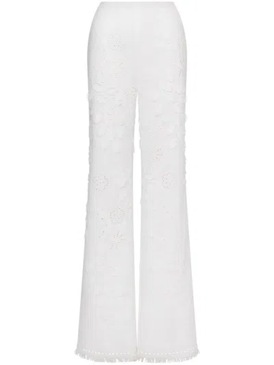 ALBERTA FERRETTI EMBROIDERED AND CUT-OUT DESIGN TROUSERS IN COTTON