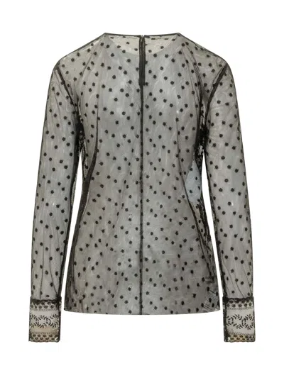 Alberta Ferretti Embroidered Blouse In Black