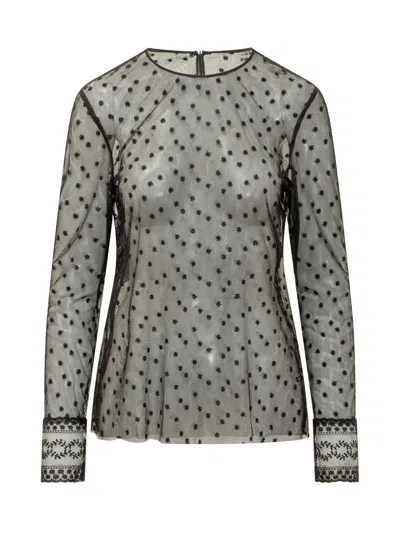 Alberta Ferretti Embroidered Blouse In Black
