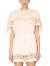 Alberta Ferretti Embroidered Cape Top In Pink