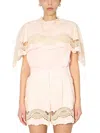 Alberta Ferretti Embroidered Cape Top In Pink