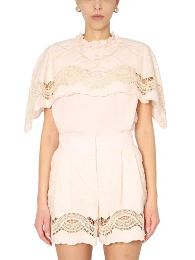 ALBERTA FERRETTI EMBROIDERED CAPE TOP,204092
