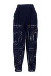 Alberta Ferretti Embroidered High Waist Wide Leg Trousers