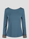 Alberta Ferretti Embroidered Cuffs Jersey Top