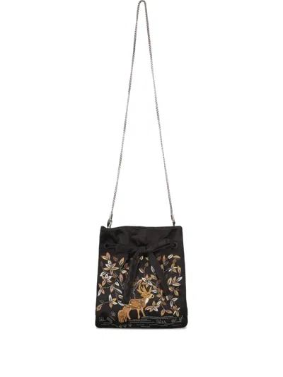 ALBERTA FERRETTI EMBROIDERED DRAWSTRING CROSS BODY BAG