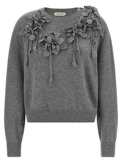 Alberta Ferretti Embroidered Flower Sweater In Gray