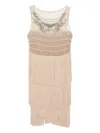 Alberta Ferretti Embroidered Fringed Midi Dress In Neutral