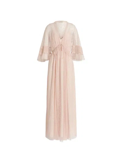 Alberta Ferretti Embroidered Maxi Dress In White